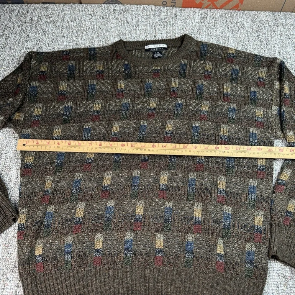 Vintage Geoffrey Beene Classics Sweater Mens XL Acrylic Geometric Pullover Brown